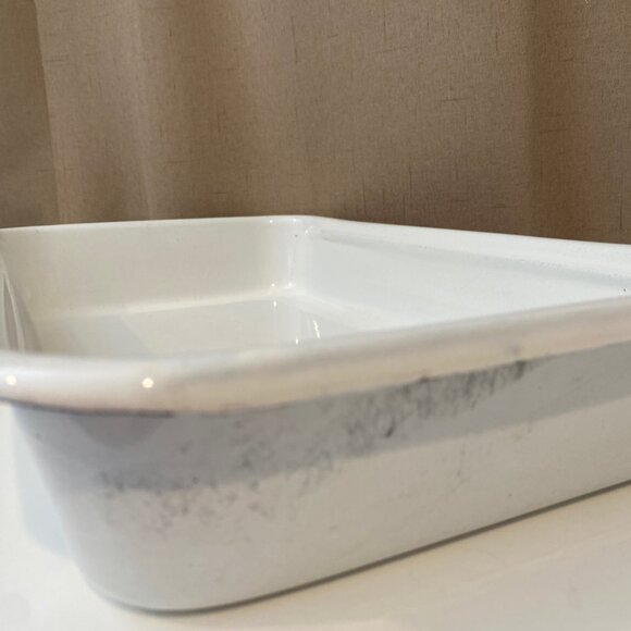 Vintage Enamel Bake Pan 16x10 Yellow‎ Marigold Floral Motif Rectangle - Picture 6 of 8